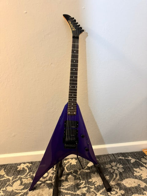 Kramer Randy Rhoads V — Metallic Purple (MIK) – Eb Setup – 24 Frets – Quad Rails - Floyd Rose