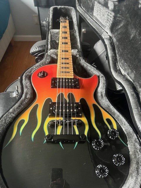 Epiphone John Connolly (Sevendust) Signature Les Paul Custom — Trans‑Black w/Flames